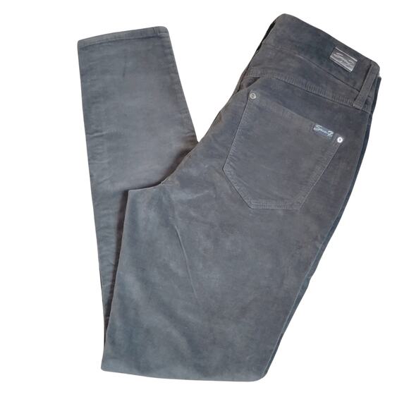 Seven7 Tummy Control High Rise Skinny Gray Velvet Pants Sz 8 - Picture 1 of 8